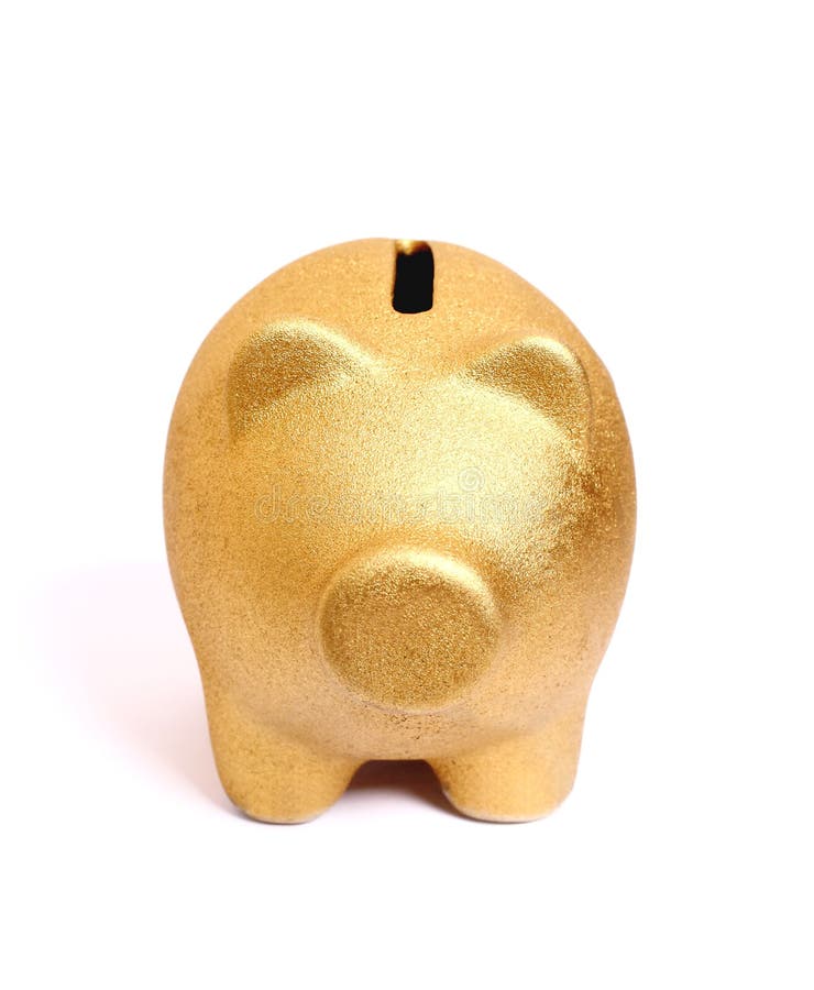 Golden Piggy Bank from Front Side Stock Photo Image of gold, coin