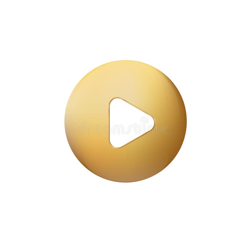 Golden play 3D button. Gold square play. vector illustration