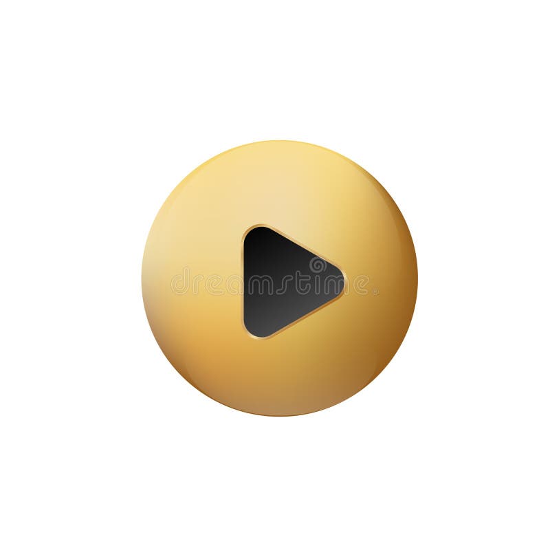 Golden play 3D button. Gold square play. royalty free illustration