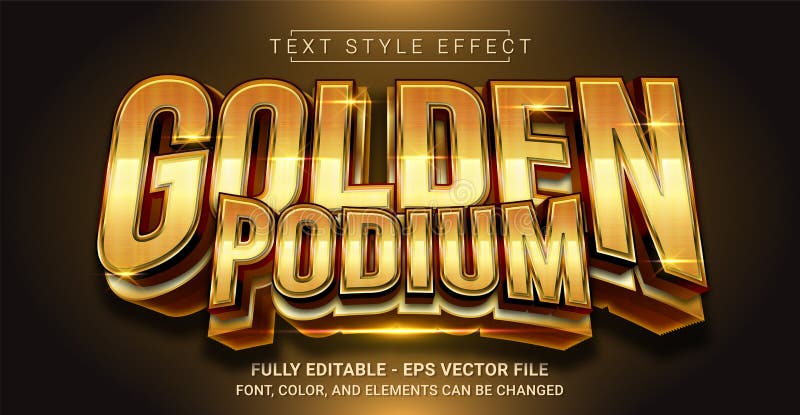 Golden Podium Text Style Effect. Editable Graphic Text Template stock illustration