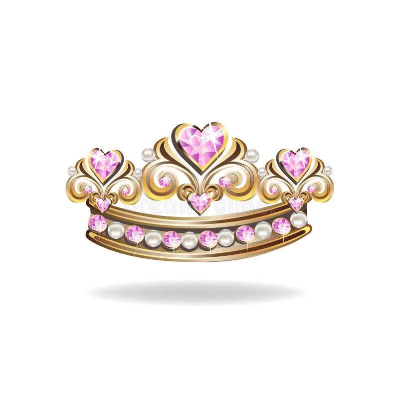 Princess Crown or Tiara with Pearls and Pink Gems Stock Vector ...