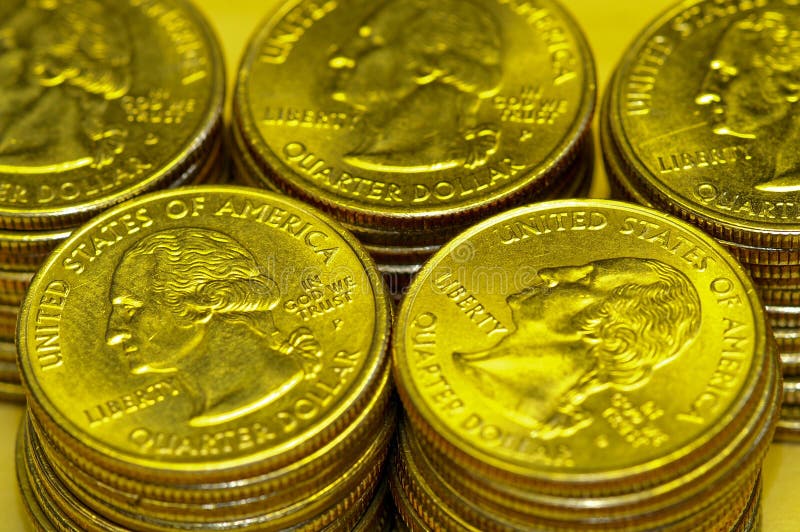 Golden Quarter Dollar stock photo. Image of collection 5702994