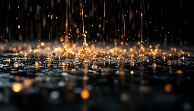 Golden Rain: A Symphony of Liquid Light vector illustration