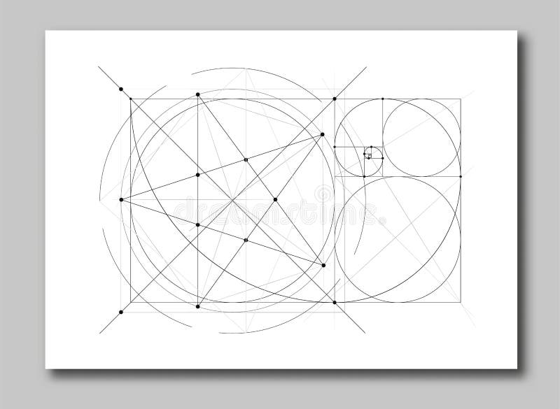 Golden Ratio Template Vector. Golden Section Frame Stock Vector Illustration of science