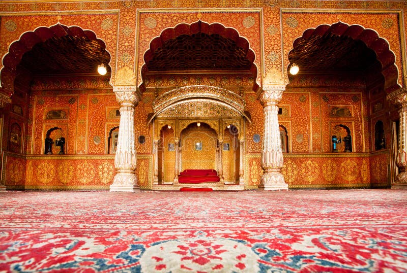 Golden rest room of Maharajah in the palace of 16th century