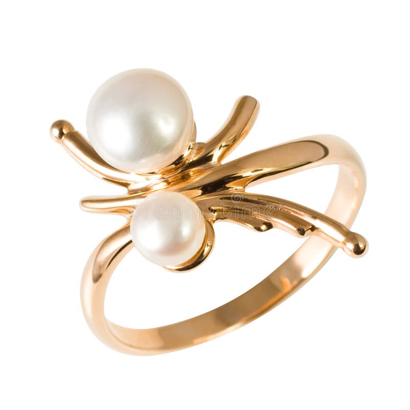 Golden ring with pearls