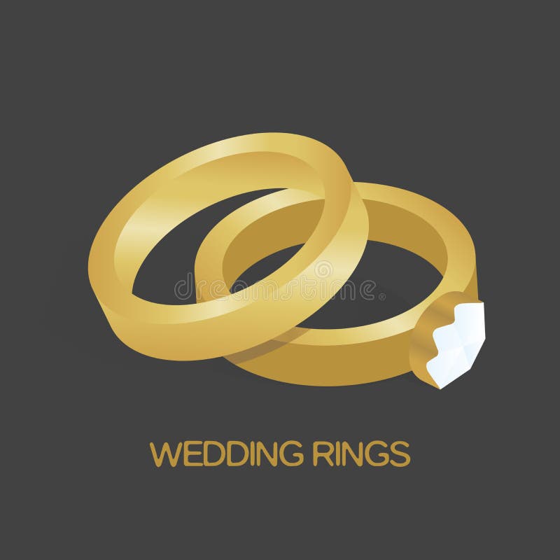 Golden Ring and Ring with Big, Shiny Diamond Illustration Stock ...
