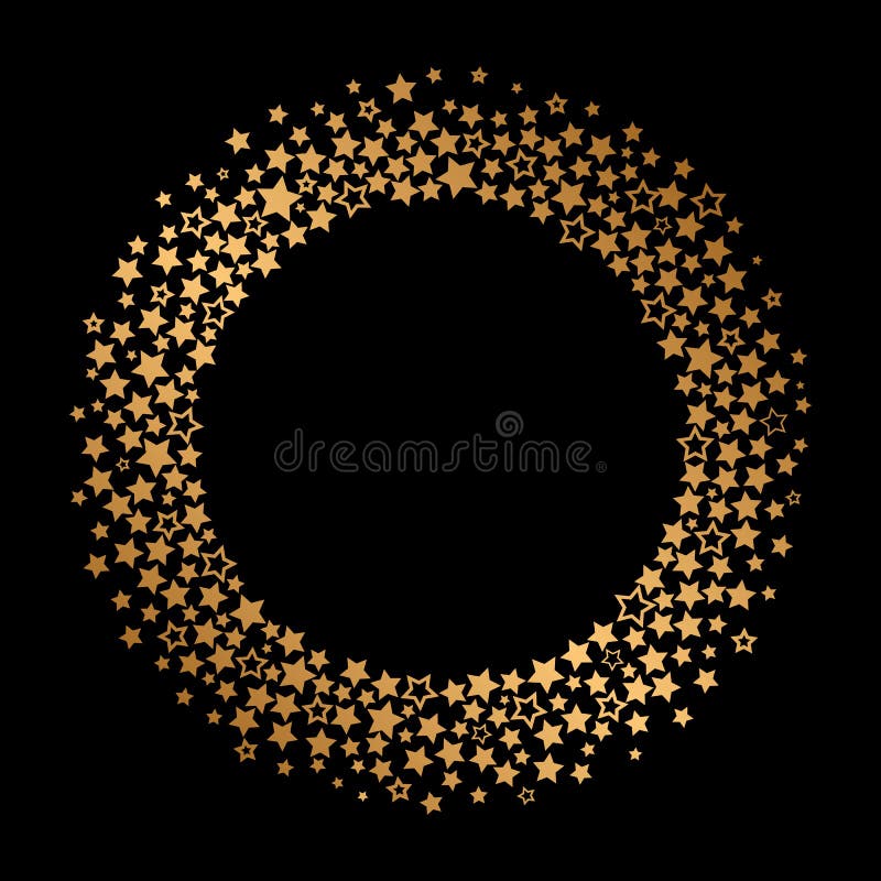Golden round frame isolated on black background Vector Image