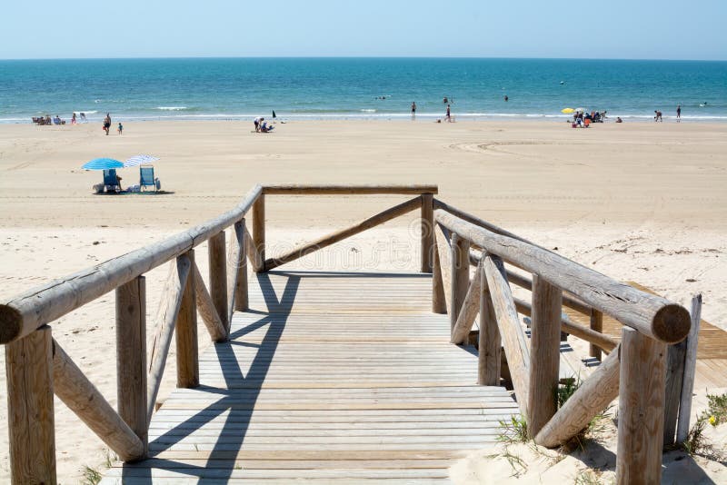 Golden Sandy Beaches Near Sanlucar De Barrameda, Small Andalusian Town ...