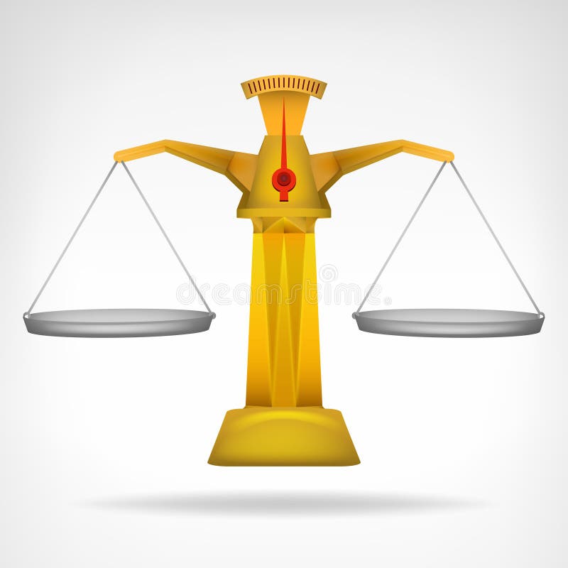 Golden scale comparison vector object on white vector illustration
