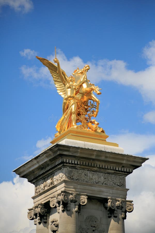 Gold Statue Angel Horse Paris Stock Photos - Free & Royalty-Free Stock ...