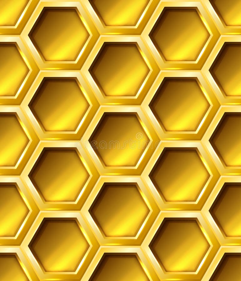 Golden seamless hexagon grid stock illustration