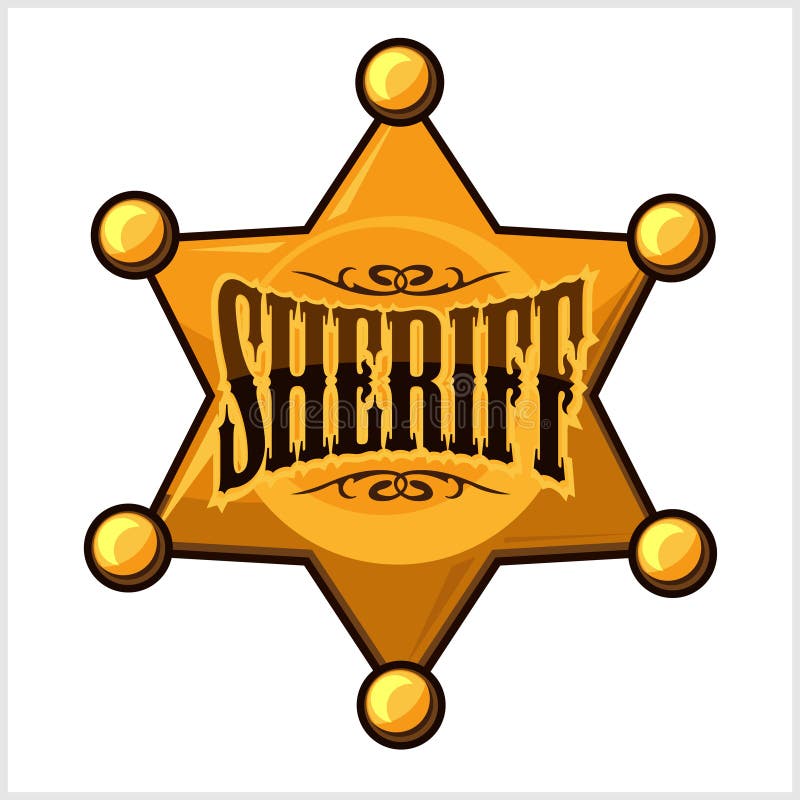 Golden Sheriff Star Badge Vector Illustration Stock Vector