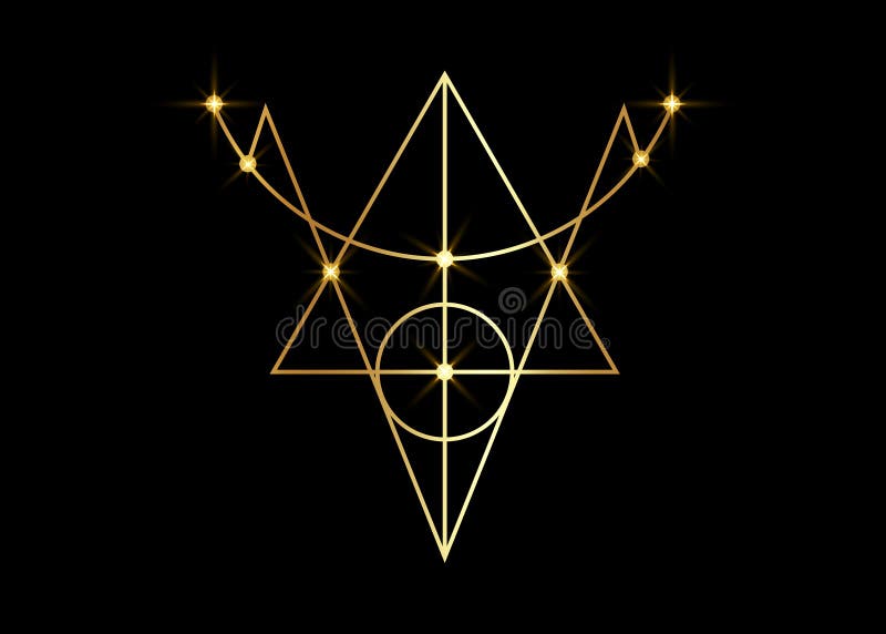 Golden Sigil of Protection. Magical Amulets. Can be used as tattoo, logos and prints. Gold Wiccan occult symbol, sacred geometry