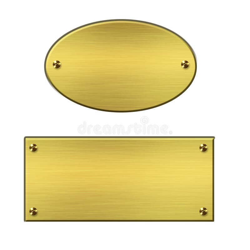 Blank Gold Or Brass Metal Sign Or Nameboard On Stock Photo Image of