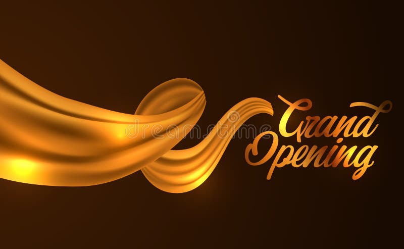 Golden Silk Ribbon Illustration for Grand Opening Ceremony Stock  Illustration - Illustration of flyer, dark: 152525362