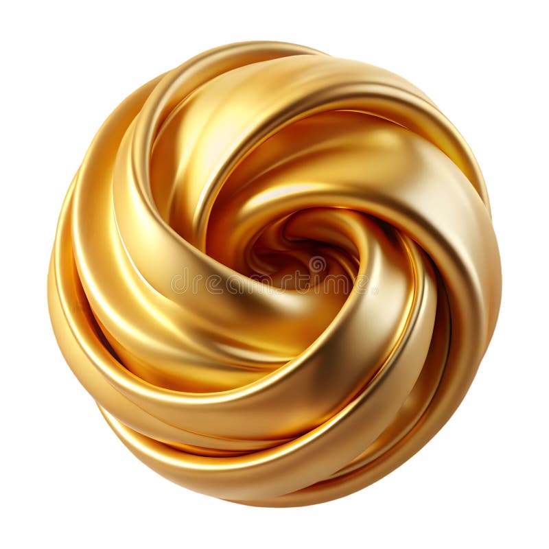 Golden silk snurrar abstrakt lyxåtergivning 3D stock illustrationer