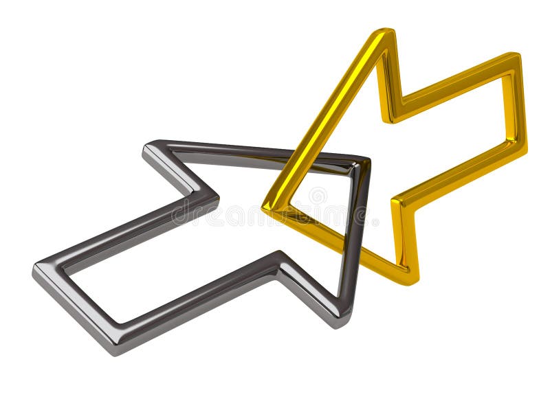 Golden and silver connected arrows