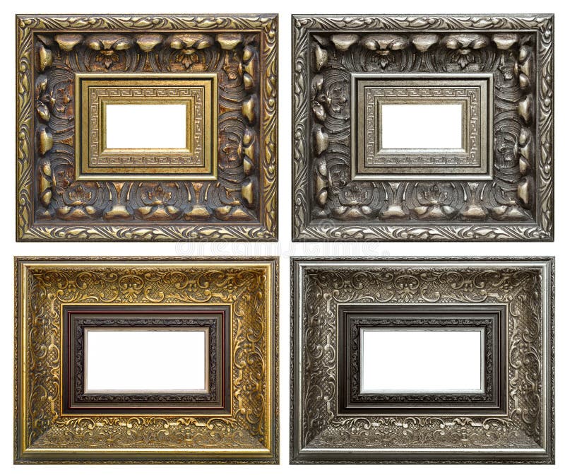 Golden and silver vintage frame isolated on white background