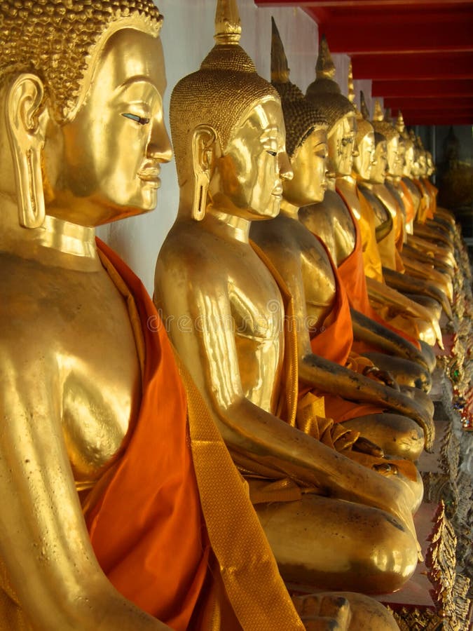 Golden Sitting Buddha Statues Stock Image Image of prayer, thailand