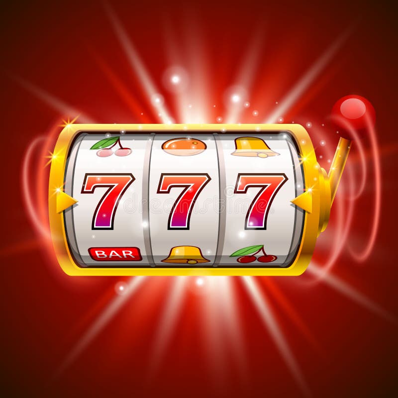 Golden Slot Machine Wins the Jackpot. on Red Background. Stock Vector ...