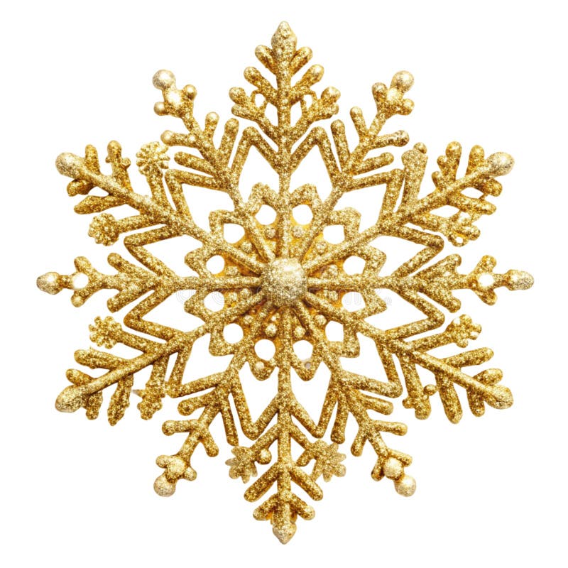 Golden snowflake isolerad på vit bakgrund stock illustrationer