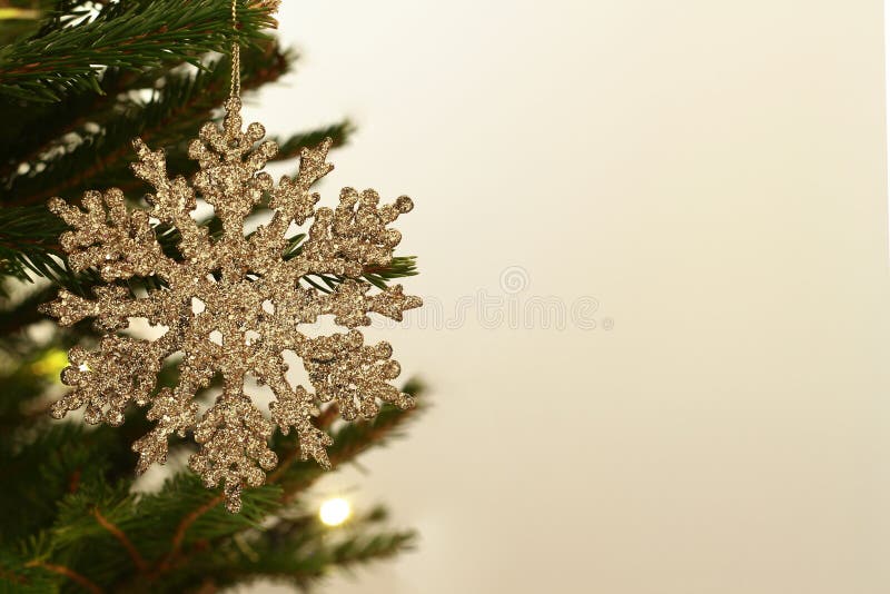 Golden Snowflake Christmas Tree Decoration Stock Photo Image of