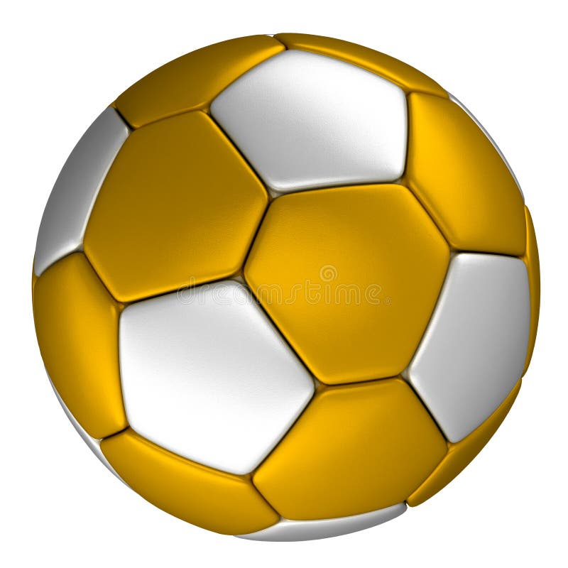 Minge de fotbal de aur cu puncte de argint izolate pe fond alb stock illustration