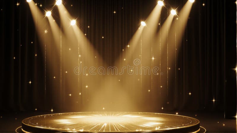 Golden Stage Spotlight: A Dramatic Lighting Display vector illustration