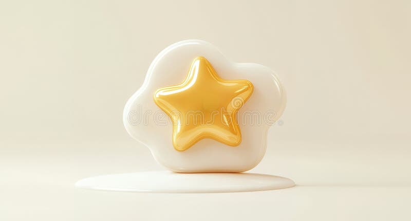 Goldener Stern-Award auf abstrakter Wolkenform-Basis 3D-Render-Illustration lizenzfreie abbildung