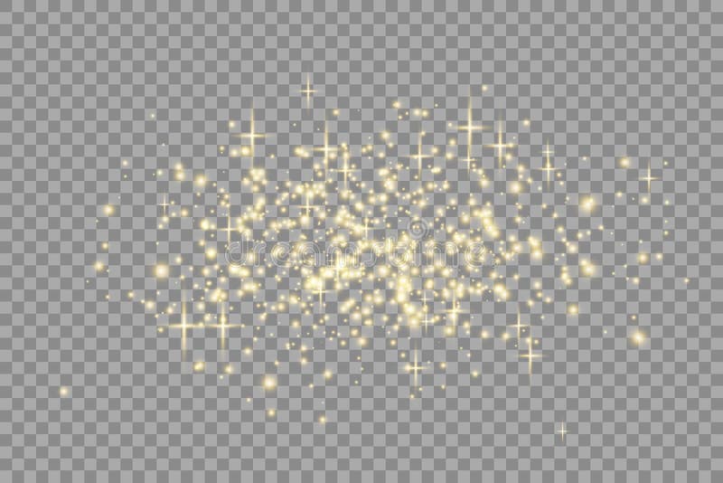 Golden star dust light effect isolated on transparent. Light sparks. Stock royalty free vector illustration