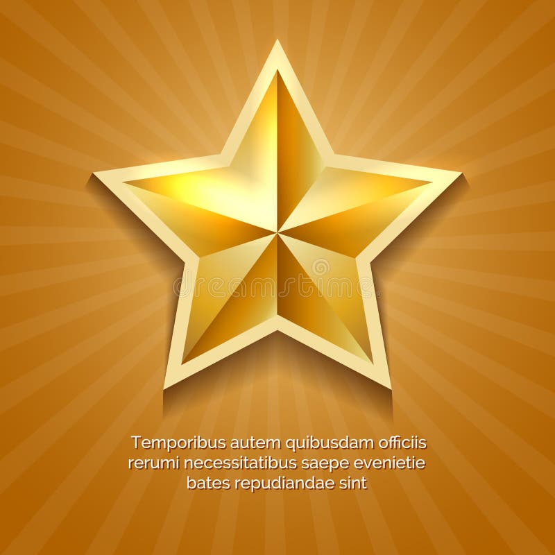 Golden star poster with orange sun burst retro background and message vector illustration royalty free illustration
