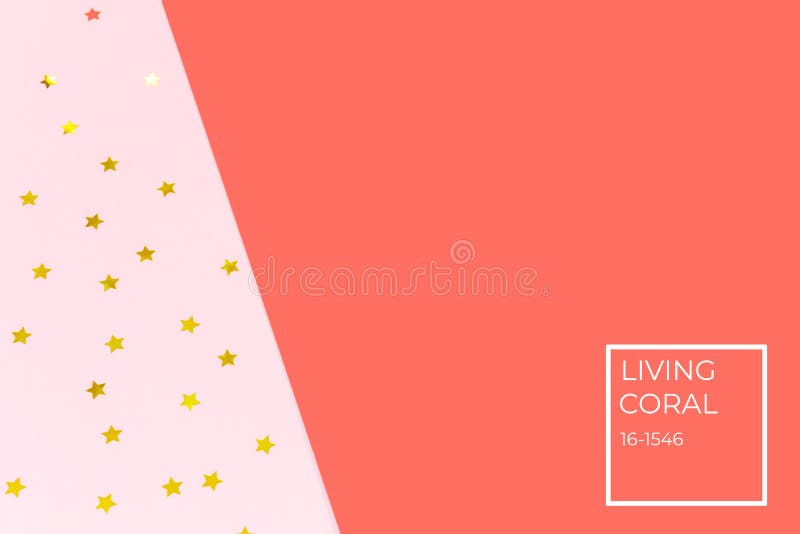 Golden star sprinkles on double pink and blue. Festive holiday background. Celebration concept . Living coral theme - color of the stock photos Golden star sprinkles on double pink and blue. Festive holiday background. Celebration concept . Living coral theme - color of the stock photos