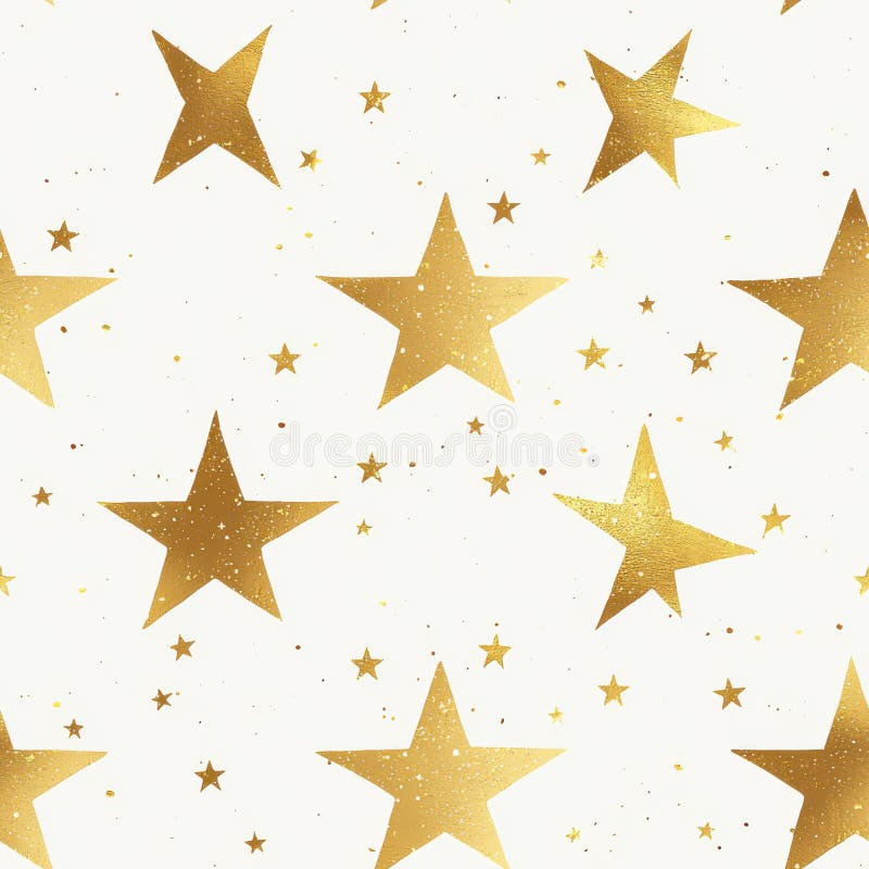 Golden stars on light background create whimsical and elegant pattern vector illustration