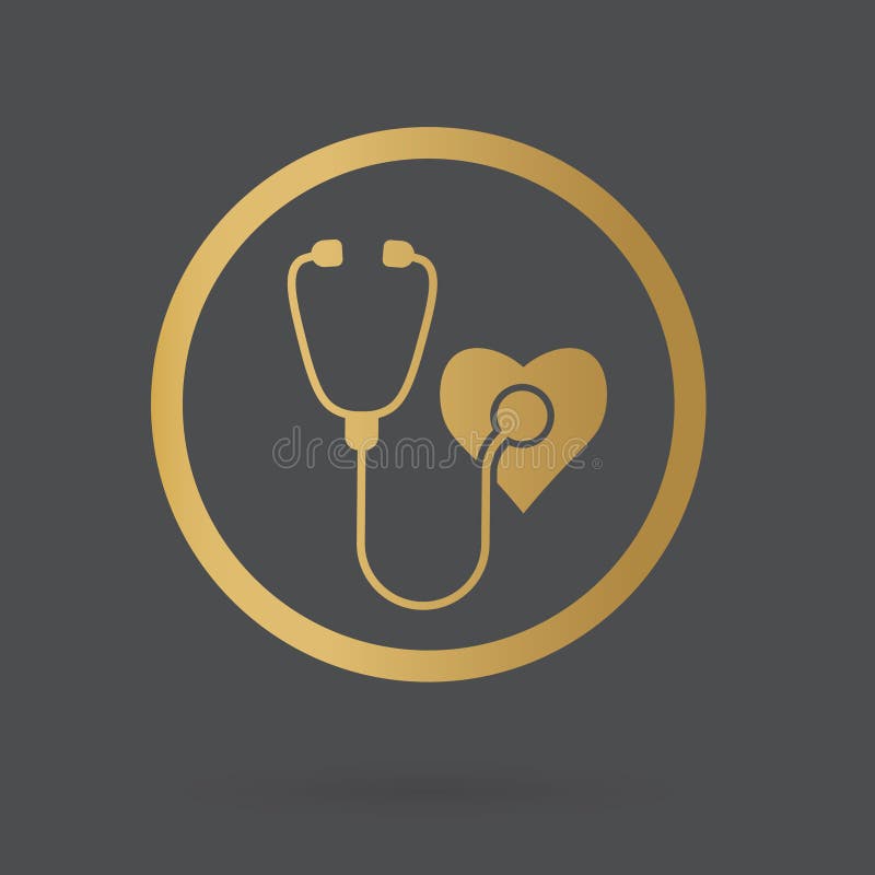 Golden stethoscope icon stock vector. Illustration of condition 170303281