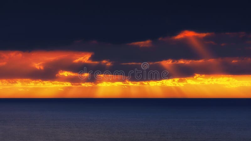 Golden Sun Rays On The Sea At Sunset Stock Photo Image Of Dramatic