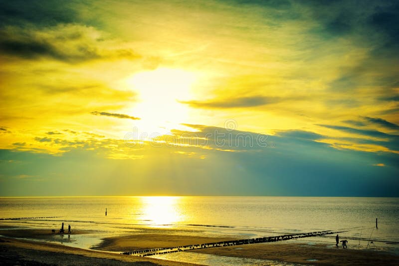Golden sunset over North sea royalty free stock photography Golden sunset over North sea royalty free stock photography