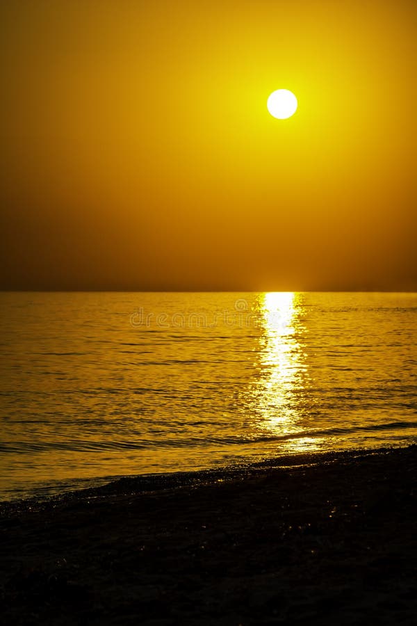 Golden Sunset Over Sea Ocean Beach Stock Photo Image Of Sand Outdoor