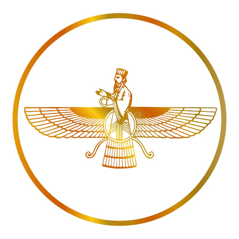 Golden symbol of Zoroastrianism Farvahar