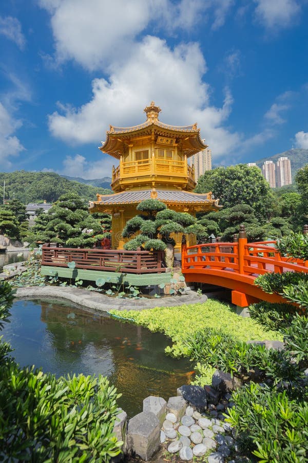 Golden Teak Wood Pagoda At Nan Lian Garden In Hong Kong ...