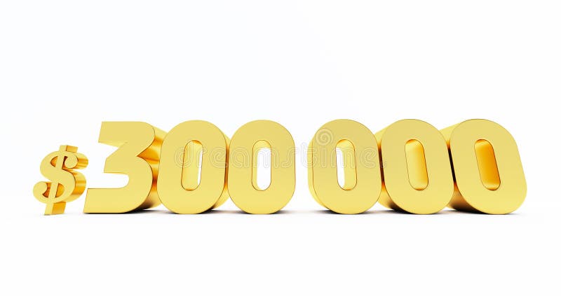Golden Three Hundred Thousand Dollars Isolated On White Background golden-three-hundred-thousand-dollars-isolated-on-white-background
