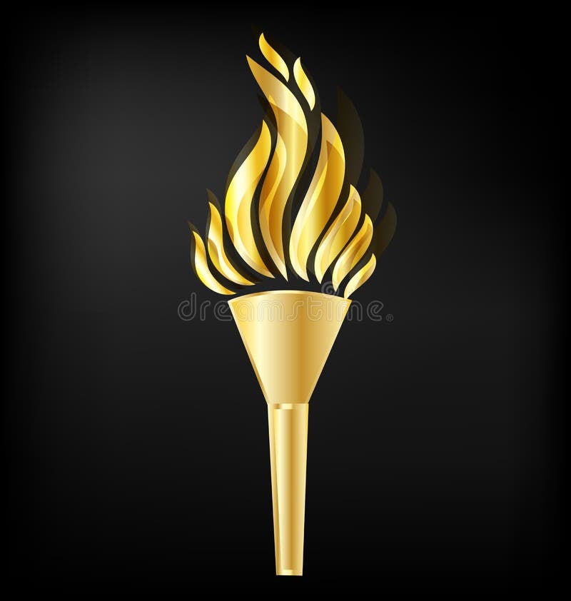 Golden flame torch vector stock vector. Illustration of light - 120598917