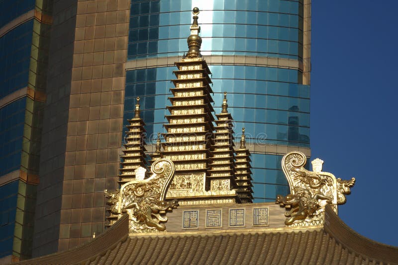 Golden tower in Jingan Temple