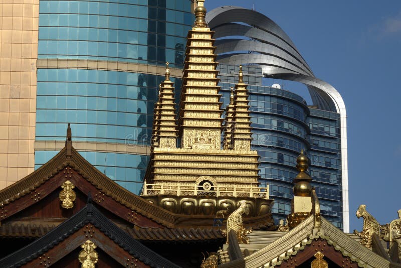 Golden tower in Jingan Temple