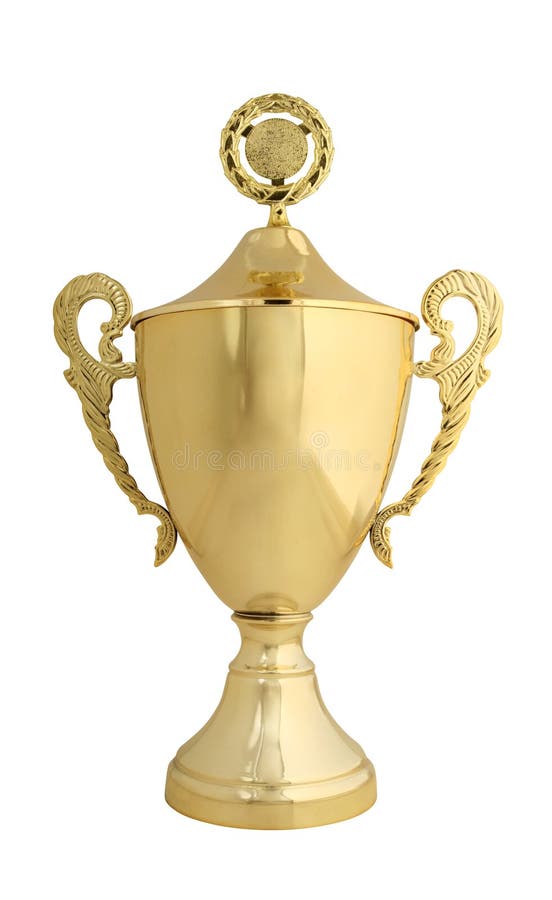 Golden trophy isolated on whit stock photography