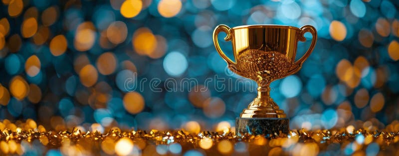 Golden Trophy on Table royalty free stock photo