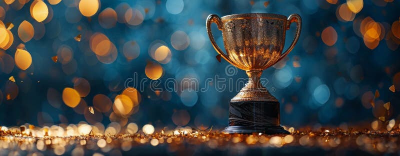 Golden Trophy on Table royalty free stock photography