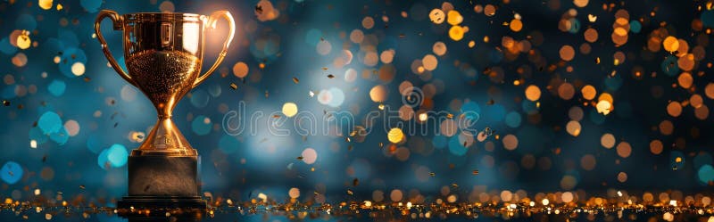 Golden Trophy on Table stock photography