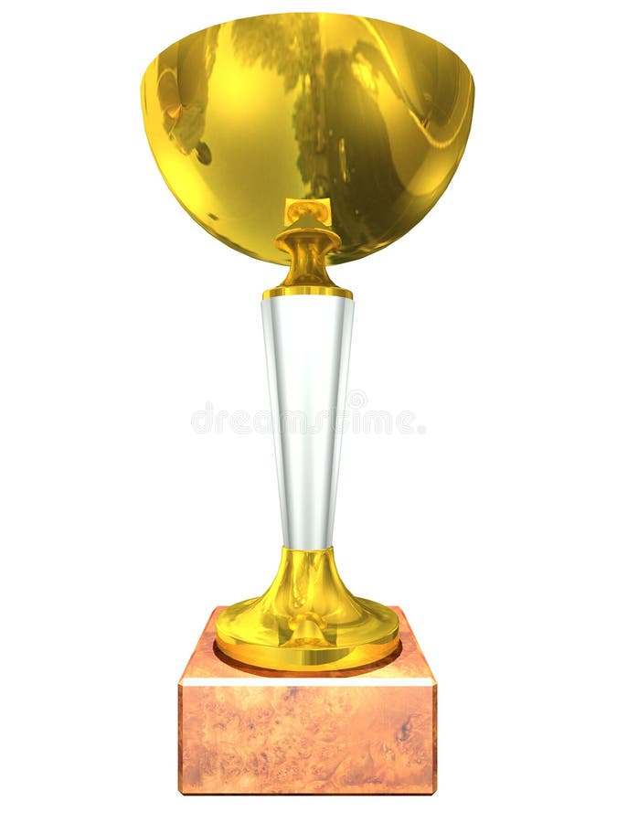Golden trophy on a white stock photography