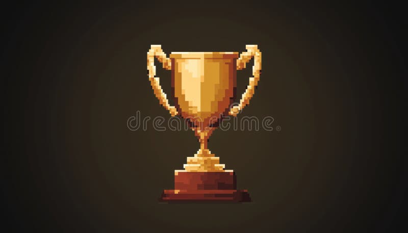 Golden Trophy For Winning The Pixel Art Cup Award stock photography